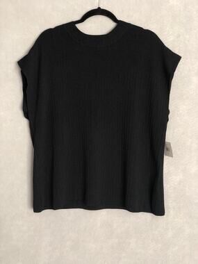 Ella Rafaella Mock Turtleneck Sweater Ribbed Black Women's 2X NEW